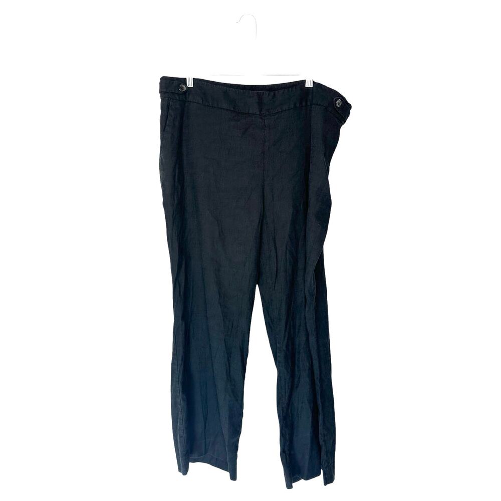 Talbots Black‎ Basic Relaxed Langenlook Linen Blend Straight Leg Pants Size 18W